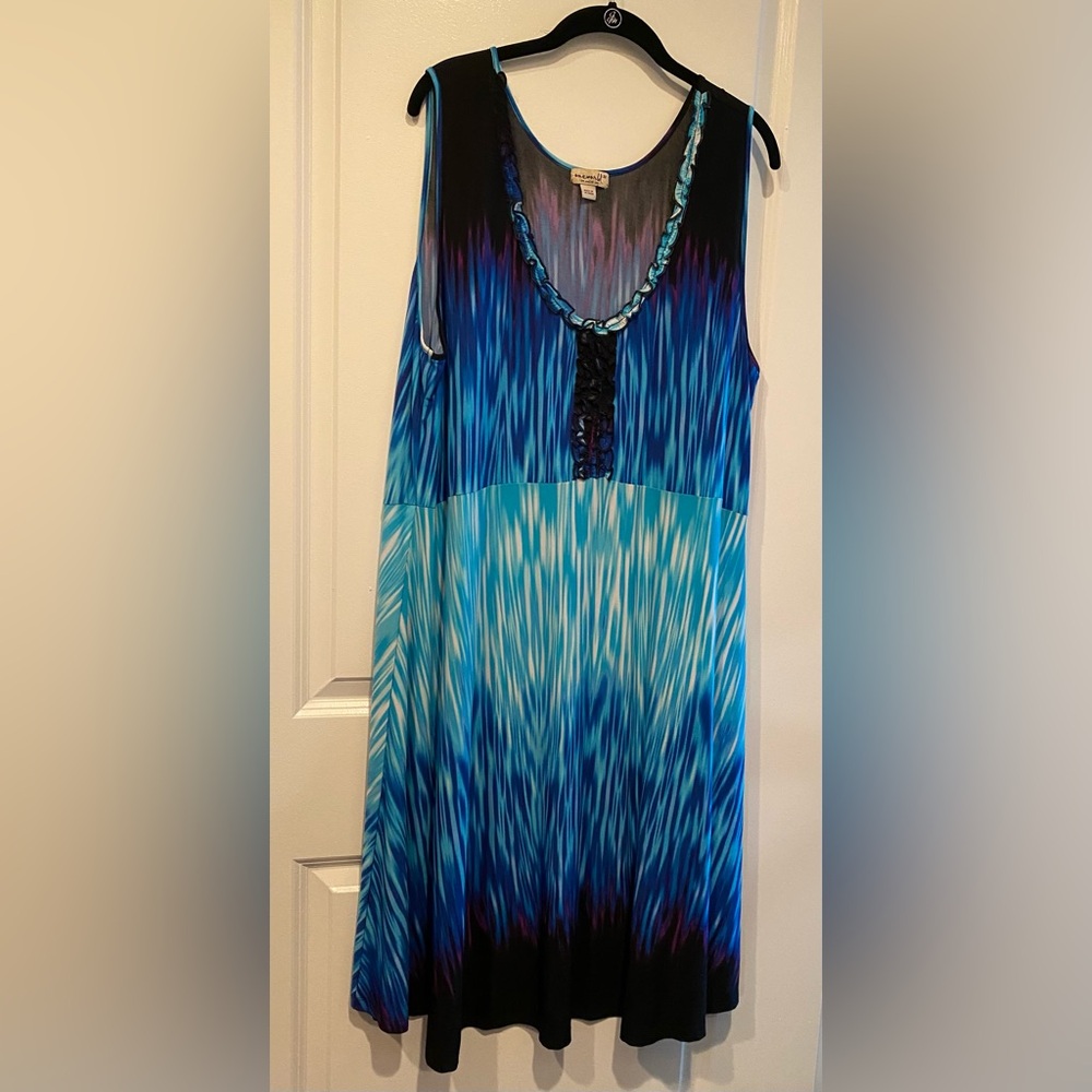 Blue and Black Sleeveless Dress